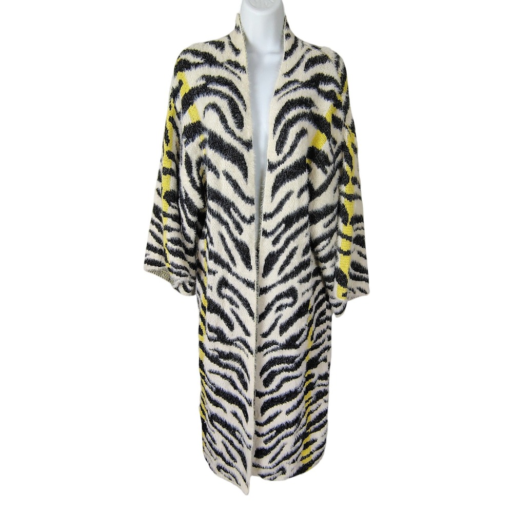 Do Everything In Love Zebra Print Fuzzy Longline Cardigan OS animal mob wife - Picture 2 of 14